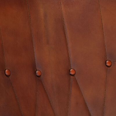 vidaXL Gungstol med fotpall brun äkta läder