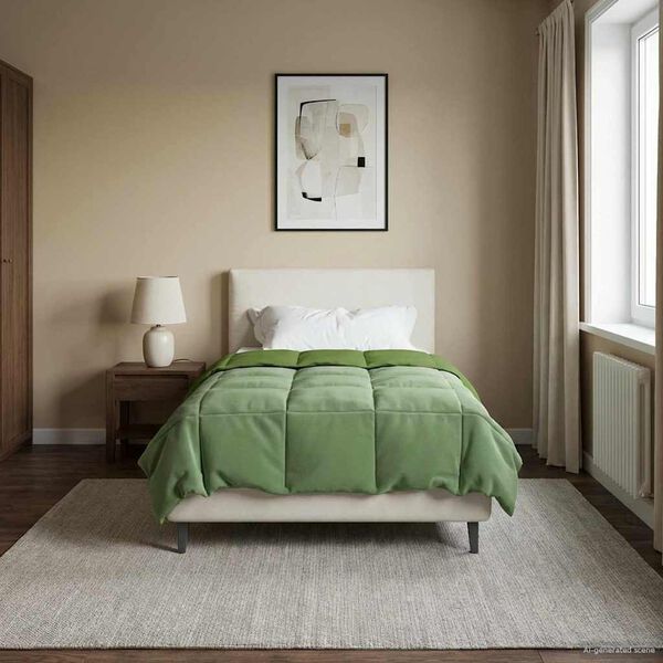 vidaXL Full &Aring;rs-Duvet Quiltad Gr&ouml;n 155 x 200 cm Mikrofiber