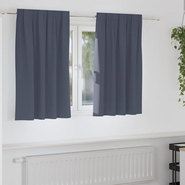 vidaXL M&ouml;rkl&auml;ggningsgardiner med Ringar 2 pcs Antracit 140 x 140 cm
