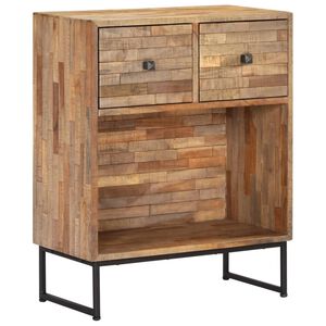vidaXL Sk&auml;nk massiv &aring;tervunnen teak 60x30x75 cm