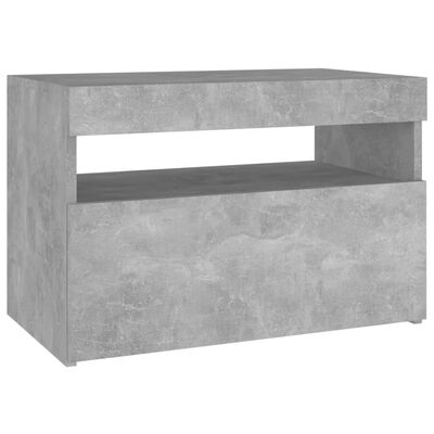 vidaXL Sängbord med LED-belysning betonggrå 60x35x40 cm