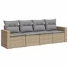 vidaXL Soffgrupp f&ouml;r tr&auml;dg&aring;rd med dynor 4 delar beige konstrotting