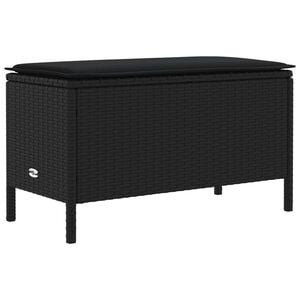 vidaXL Tr&auml;dg&aring;rdspall med kudde Svart 80 x 38 x 45 cm PE Rattan