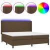 vidaXL Rams&auml;ng med madrass & LED m&ouml;rkbrun 200x200 cm tyg