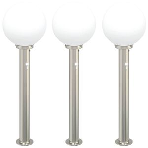 vidaXL Pollare med sensor 3 st 80 cm rostfritt st&aring;l IP44