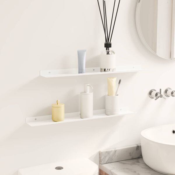 vidaXL Flytande hylla V&auml;ggmonterad 2 pcs Vit 60 x 8,5 x 2,5 cm St&aring;l