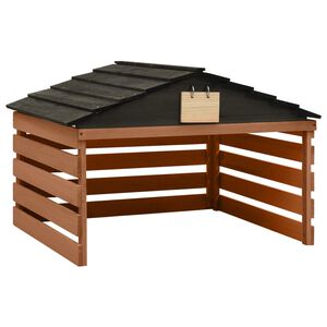 vidaXL Garage f&ouml;r robotgr&auml;sklippare svart och brun 78x74x54 cm grantr&auml;