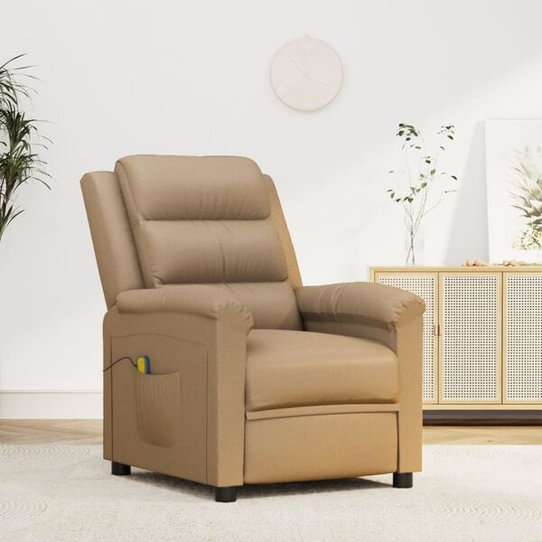 vidaXL Elektrisk massagef&aring;t&ouml;lj cappuccino konstl&auml;der