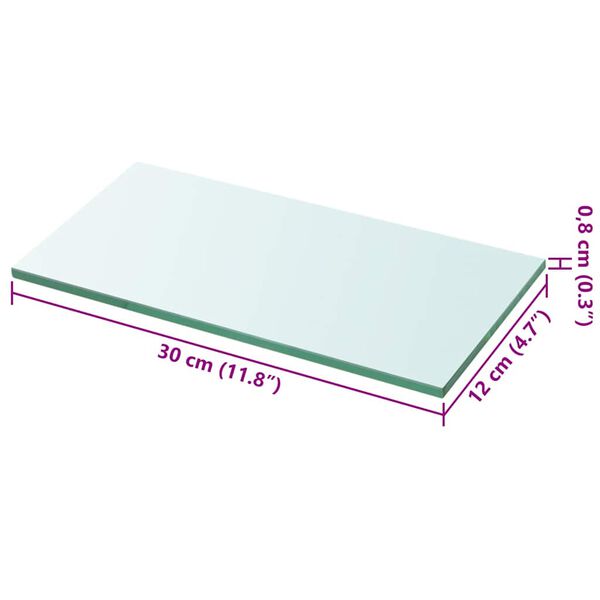 vidaXL Hyllplan glas genomskinlig 30x12 cm