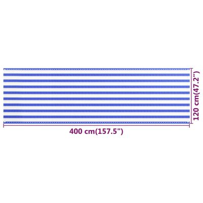 vidaXL Balkongskärm blå och vit 120x400 cm HDPE