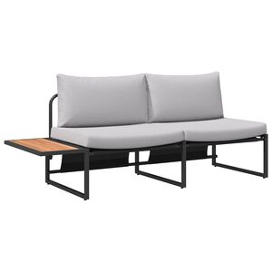 vidaXL Tr&auml;dg&aring;rdsoffa med kudde Ljusgr&aring; 200,5 x 70 x 85,5 cm St&aring;l