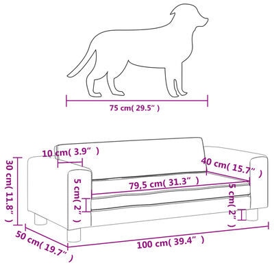 vidaXL Hundbädd med förlängning mörkgrå 100x50x30 cm sammet