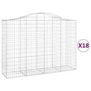vidaXL Gabioner b&aring;gformade 18 st 200x50x140/160 cm galvaniserat j&auml;rn