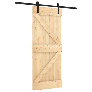 vidaXL Skjutd&ouml;rr Naturlig och svart 85 x 210 cm Massiv furutr&auml;d&ouml;rr