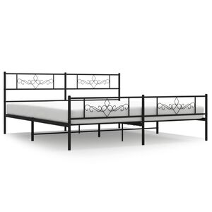 vidaXL S&auml;ngram med huvudgavel och fotgavel svart metall 200x200 cm