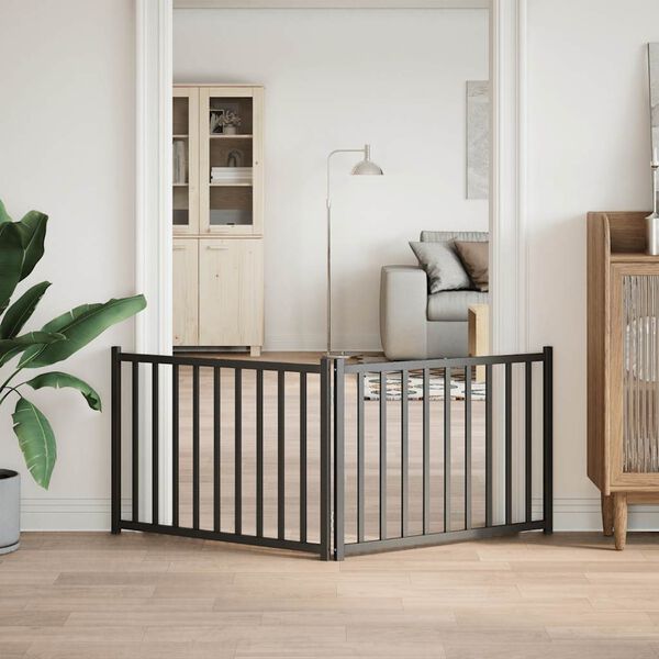 vidaXL Hundgrind hopf&auml;llbar 2 paneler svart 160 cm massivt grantr&auml;