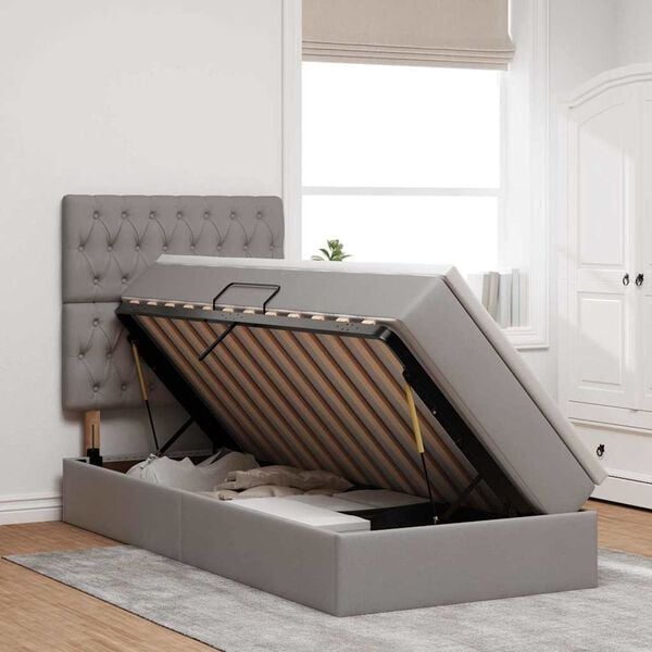 vidaXL F&ouml;rvaringss&auml;ng med LED med madrass Taupe 90 x 200 cm Polyester