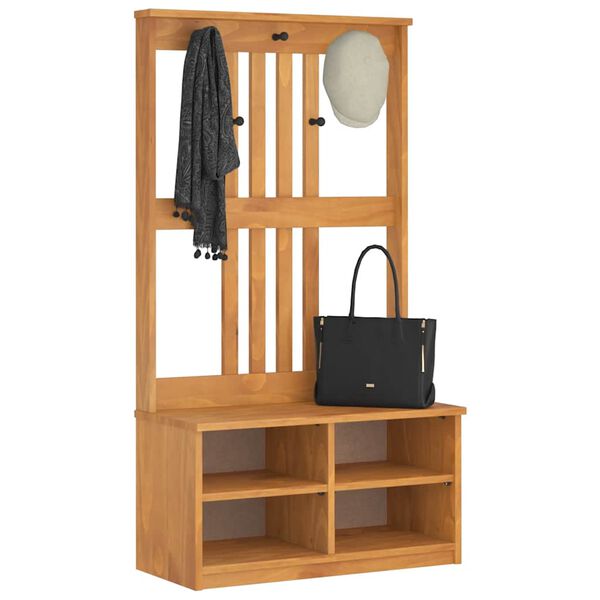 vidaXL Hallträd SANDNES 87x40x159,5cm massiv träfuru