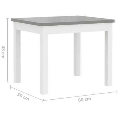 vidaXL Barnbord och stolar 3 delar vit och grå MDF