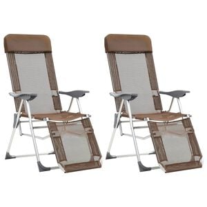 vidaXL Campingstolar hopf&auml;llbara 2 st med fotst&ouml;d textilen brun