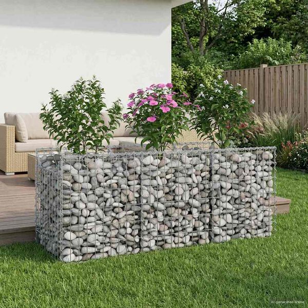 vidaXL Gabion upph&ouml;jd s&auml;ng Silver 150 x 50 x 60 cm Galvaniserat St&aring;l
