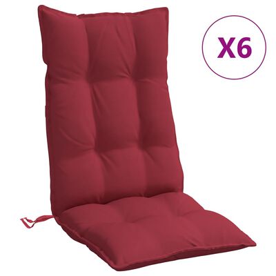 vidaXL Stolsdynor för stolar med hög rygg 6 st vinröd oxfordtyg