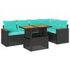 vidaXL Loungegrupp med dynor 6 delar svart konstrotting
