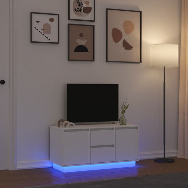 vidaXL TV-b&auml;nk med LED-lampor vit 100x41x50 cm