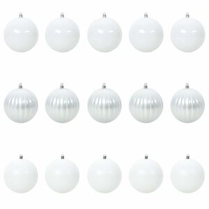 vidaXL Julkulor Set XL 15 st Vit &Oslash; 10 cm Plast