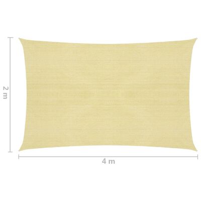 vidaXL Solsegel HDPE rektangulärt 2x4 m beige