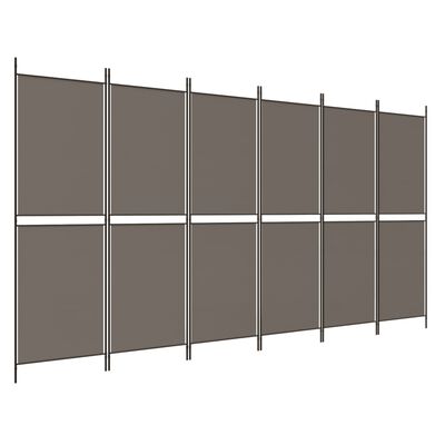 vidaXL Rumsavdelare 6 paneler antracit 300x200 cm tyg