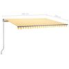 vidaXL Automatisk markis med vindsensor & LED 450x350 cm gul/vit