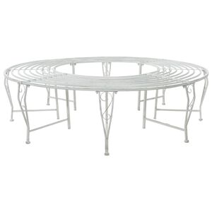 vidaXL Tr&auml;db&auml;nk 8-Antal sittplatser &Oslash; 160 x 44 cm St&aring;l Antik vit Rund