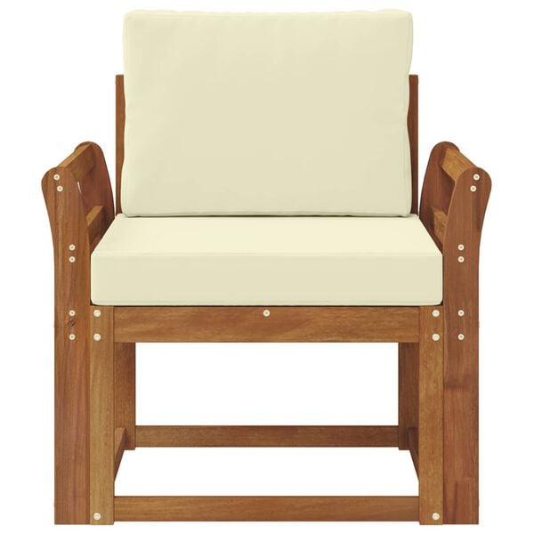 vidaXL Utomhussoffa Massivt akaciatr&auml; och polyester Naturf&auml;rg