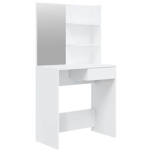vidaXL Sminkbord med spegel vit h&ouml;gglans 74,5x40x141 cm