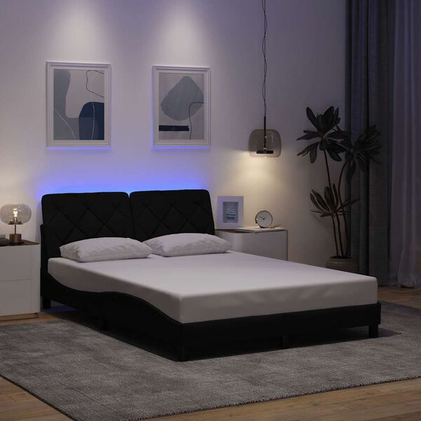 vidaXL Bed Frame with LED without Mattress Black 140x200 cm Fabric