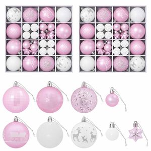 vidaXL Julbollset 88 st Rosa och vit &Oslash; 6 cm Plast
