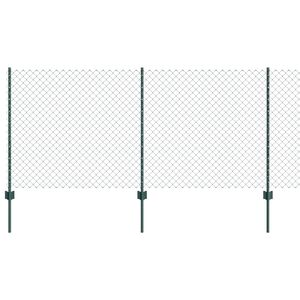 vidaXL Kedjegaller med stolpe 10 x 1 m PVC-belagda st&aring;l Gr&ouml;n Mesh