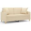 vidaXL 2-sits soffa med prydnadskuddar gr&auml;ddvit 140 cm tyg