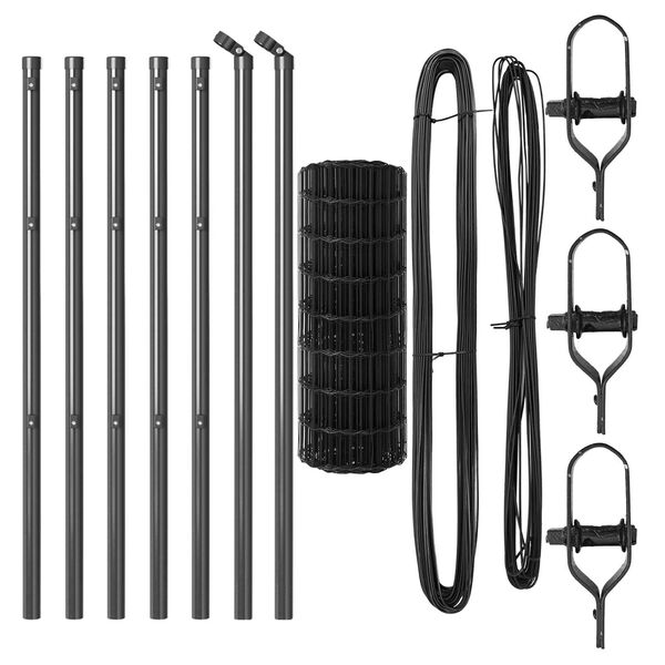 vidaXL St&auml;ngsel med stolpe Gr&aring; 0,4 x 50 m St&aring;l och PVC