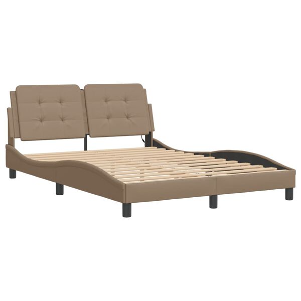 vidaXL Bed Frame with LED without Mattress "Zadar" Cappuccino 140x190 cm