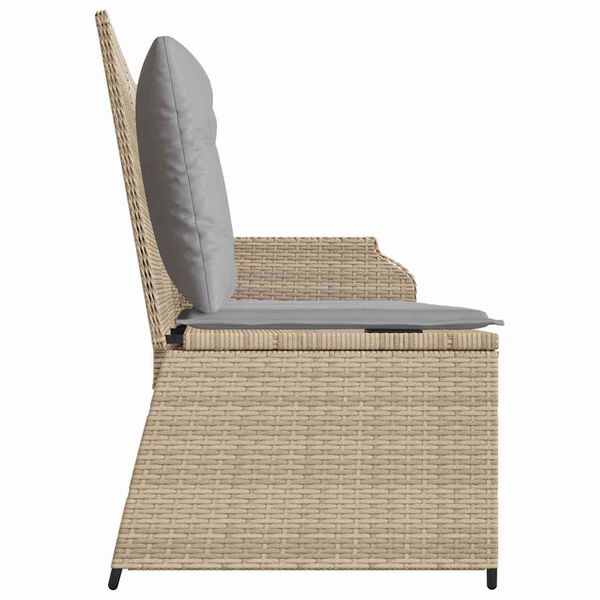 vidaXL Trädgårdsbänk med kudde Beige Poly rattan