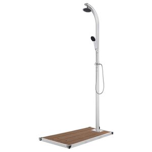 vidaXL Tr&auml;dg&aring;rdsdusch med brunt golv 220 cm aluminium
