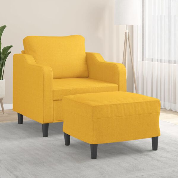 vidaXL F&aring;t&ouml;lj med fotpall Ljusgul 60 cm tyg