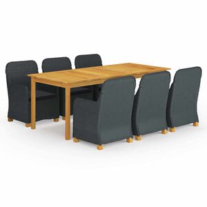 vidaXL Matgrupp f&ouml;r tr&auml;dg&aring;rden 7 delar m&ouml;rkgr&aring;