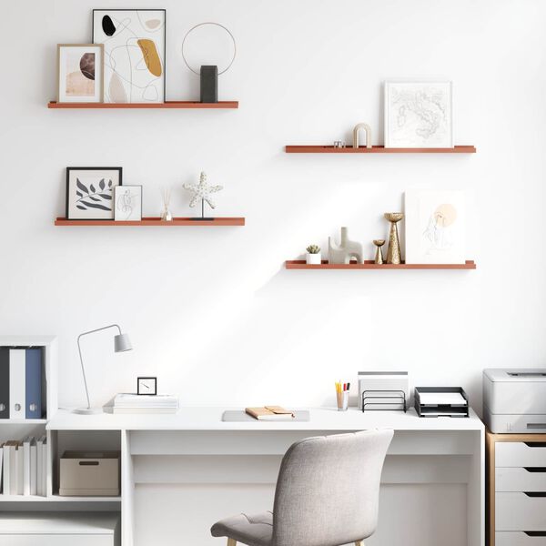 vidaXL V&auml;gg hylla med hylla 4 pcs R&ouml;d 80 x 9 x 3 cm Konstruerat tr&auml;