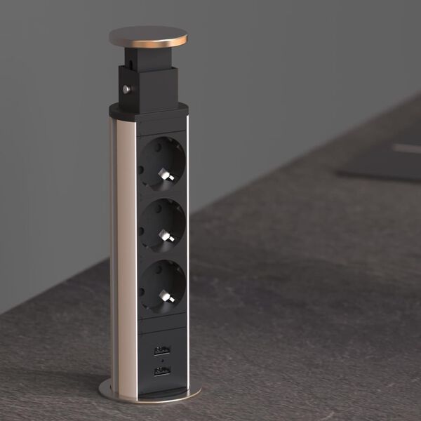 SCH&Uuml;TTE Inbyggt str&ouml;muttag med 3 uttag E1 svart