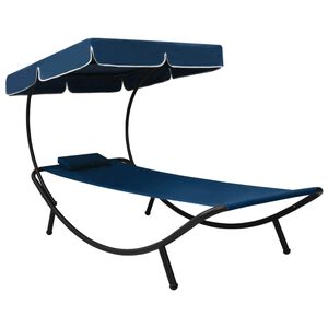 vidaXL Sols&auml;ng med tak & kudde bl&aring;