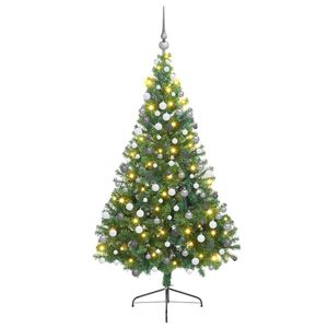 vidaXL Konstgjord F&ouml;rbelyst Julgran med 300 LED-lampor Gr&ouml;n 180 cm PVC