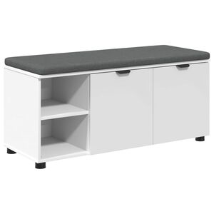 vidaXL Hallb&auml;nk med kudde Enf&auml;rgad Vit 100 x 38 x 46 cm